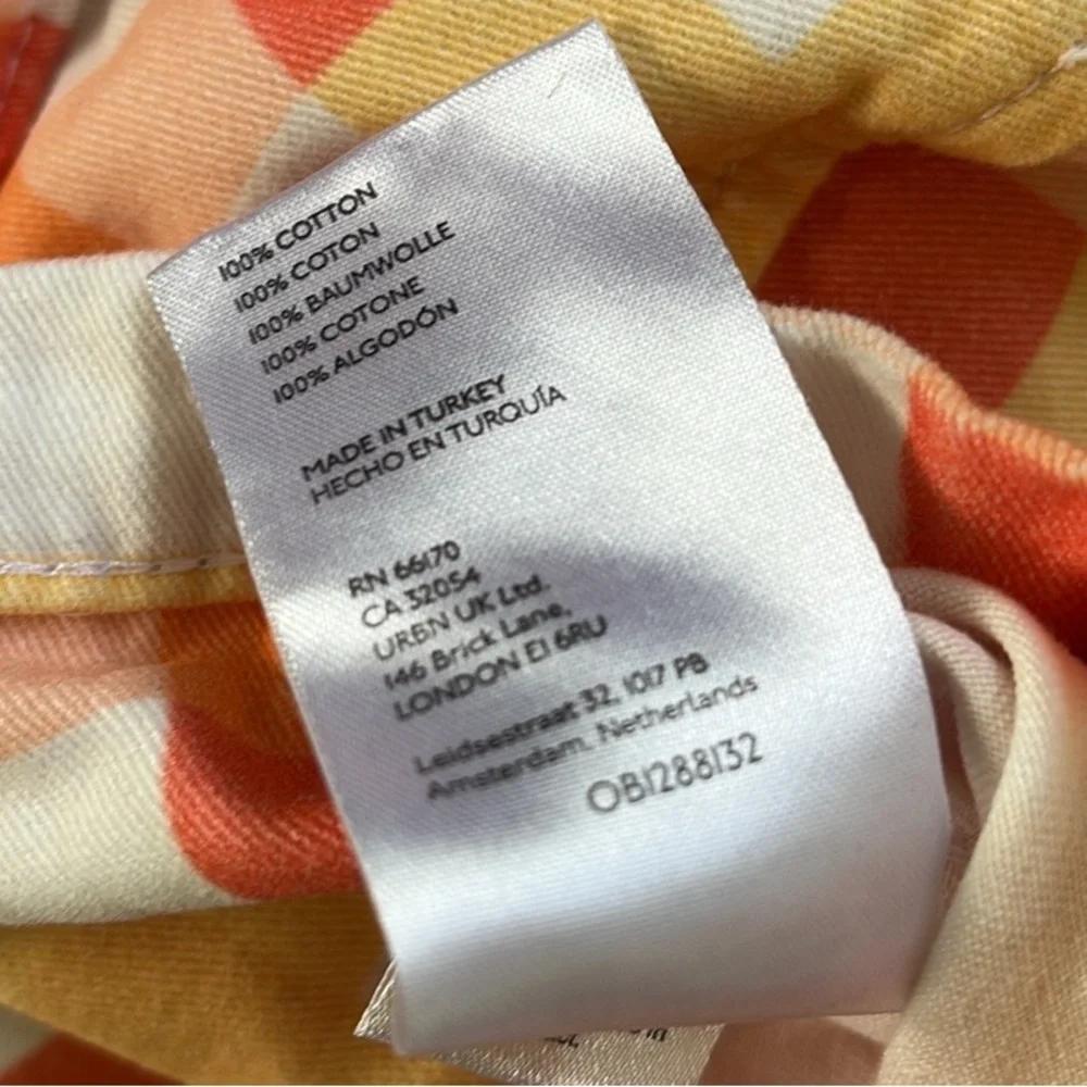 Free People She’s All That Orange Yellow Picnic Gingham Checker Crop Pants - 8 - Picture 13 of 15